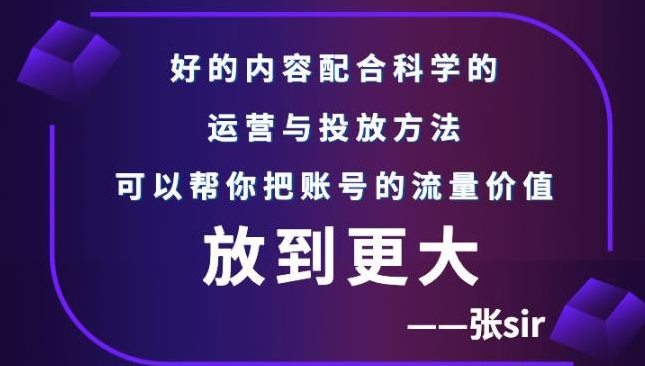 张sir账号流量增长课，告别海王流量，让你的流量更精准-51自学联盟