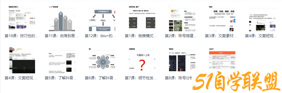 抖音文案号运营课课程学习视频资源032-资源目录圈子-课程资源-51自学联盟