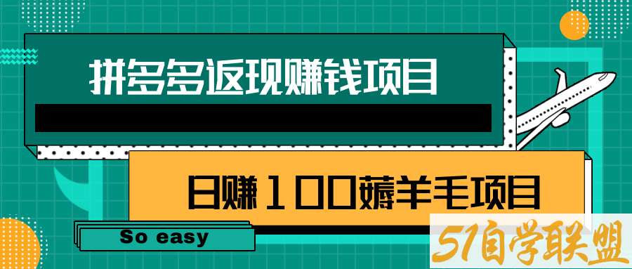 拼多多返现赚钱项目，日赚100薅羊毛项目-资源目录圈子-课程资源-51自学联盟