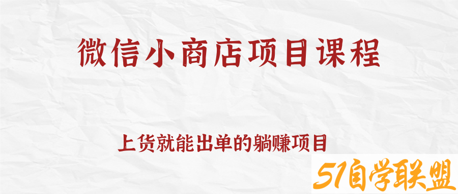 微信小商店项目课程，上货就能出单的躺赚项目-资源目录圈子-课程资源-51自学联盟