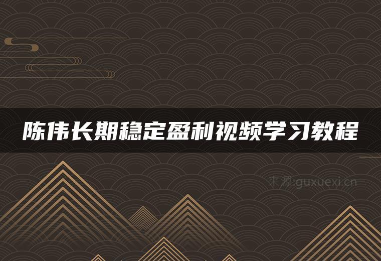 陈伟长期稳定盈利视频学习教程