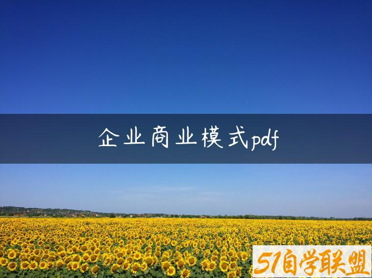 企业商业模式pdf-资源目录圈子-课程资源-51自学联盟