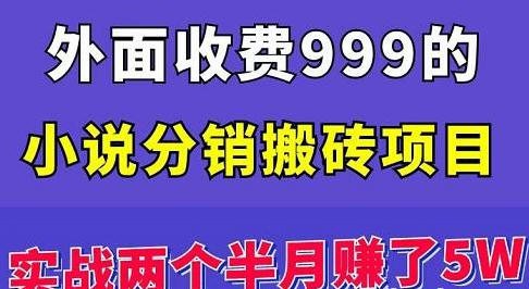 外面收费999的小说分销搬砖项目：实战两个半月赚了5W块，操作简单！-51自学联盟