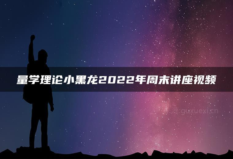 量学理论小黑龙2022年周末讲座视频-51自学联盟