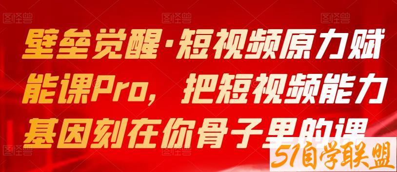 壁垒觉醒·短视频原力赋能课Pro，把短视频能力基因刻在你骨子里的课-51自学联盟