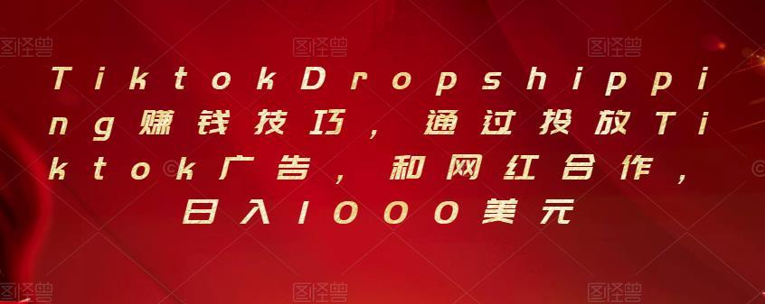 Tiktok Dropshipping赚钱技巧，通过投放Tiktok广告，和网红合作，日入1000美元-51自学联盟