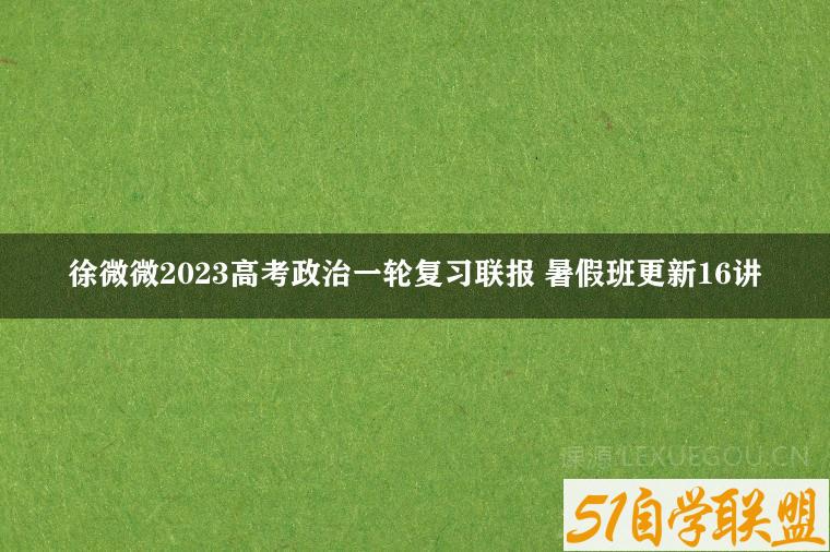 徐微微2023高考政治一轮复习联报 暑假班更新16讲-51自学联盟