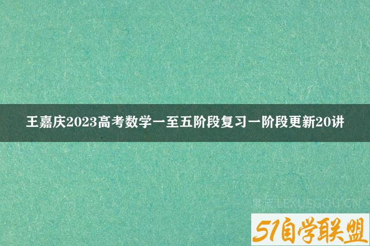 王嘉庆2023高考数学一至五阶段复习一阶段更新20讲-51自学联盟