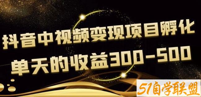 黄岛主《抖音中视频变现项目孵化》单天的收益300-500操作简单粗暴-51自学联盟