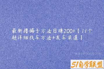 最新撸骗子方法日赚200+【11个超详细找车方法+发车渠道】-51自学联盟