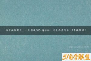 抖音独家起号，一天引流500+精准粉，适合各类行业（9节视频课）-51自学联盟