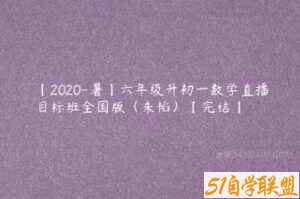 【2020-暑】六年级升初一数学直播目标班全国版（朱韬）【完结】-51自学联盟