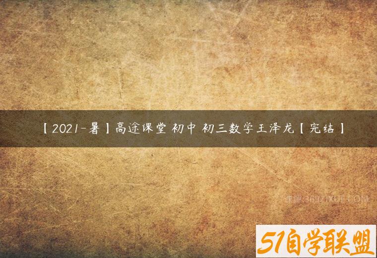 【2021-暑】高途课堂 初中 初三数学王泽龙【完结】
