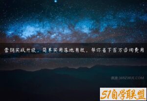 营销实战升级，简单实用落地有效，帮你省下百万咨询费用-51自学联盟