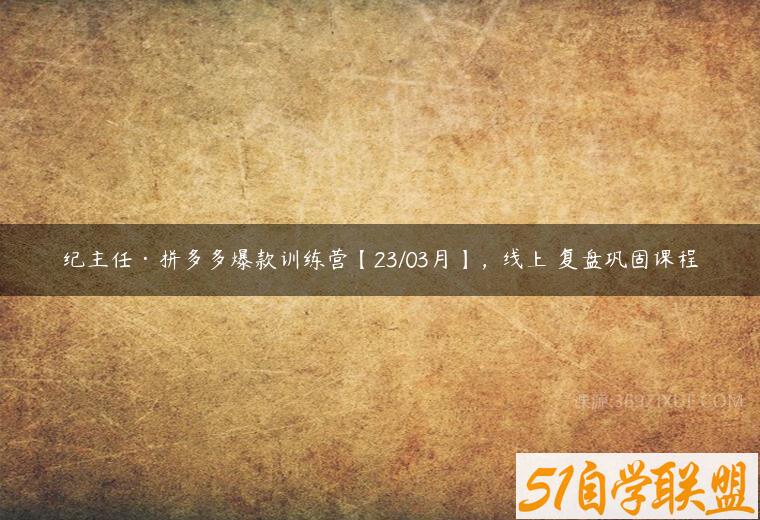 纪主任拼多多爆款训练营【23/03月】，线上​复盘巩固课程