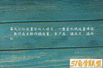 第九公社流量合伙人项目，一整套私域流量课程，教你在互联网搞流量，卖产品，搞成交，搞转化-51自学联盟