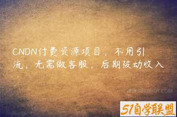 CNDN付费资源项目，不用引流，无需做客服，后期被动收入-51自学联盟