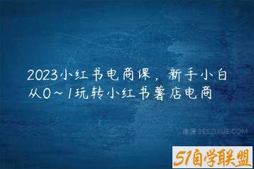 2023小红书电商课，新手小白从0~1玩转小红书薯店电商-51自学联盟