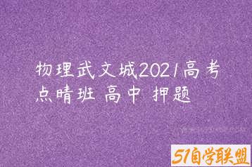 物理武文城2021高考点晴班 高中 押题-51自学联盟