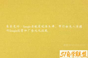 呆呆老师·Google启航变现体系课，带你由浅入深提升Google运营和广告优化技能-51自学联盟