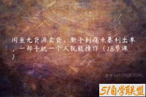 闲鱼无货源卖货：新手到痛点暴利出单，一部手机一个人就能操作（18节课）-51自学联盟