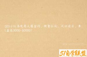 2023小红书电商火爆全网，新晋红利，风口项目，单店收益在3000-30000！-51自学联盟