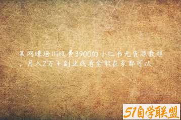 某网赚培训收费3900的小红书无货源教程，月入2万＋副业或者全职在家都可以-51自学联盟