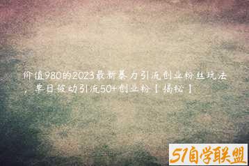 价值980的2023最新暴力引流创业粉丝玩法，单日被动引流50+创业粉【揭秘】-51自学联盟