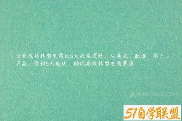 企业成功转型电商的5大底层逻辑，从模式、数据、用户、产品、营销5大板块，助你高效转型电商赛道-51自学联盟