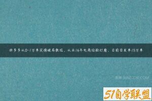 拼多多从0-1万单实操破局教程，从业16年电商经验打磨，目前日发单15万单-51自学联盟