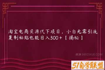 淘宝电商资源代下项目，小白无需引流复制粘贴也能日入300＋【揭秘】-51自学联盟