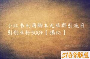 小红书利用脚本无限群引流日引创业粉300+【揭秘】-51自学联盟