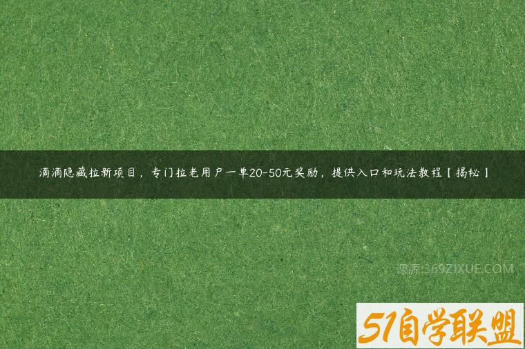 滴滴隐藏拉新项目，专门拉老用户一单20-50元奖励，提供入口和玩法教程【揭秘】-51自学联盟