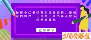 破解小红书运营的流量密码，揽获意向客户，让你的小红书高点赞多粉丝高转化-51自学联盟