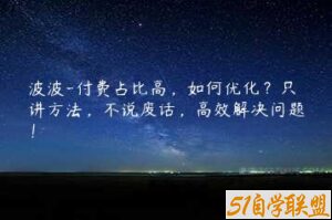 波波-付费占比高，如何优化？只讲方法，不说废话，高效解决问题！-51自学联盟