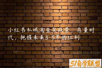 小红书私域淘金实战营，存量时代，把握未来3-5年的红利-51自学联盟