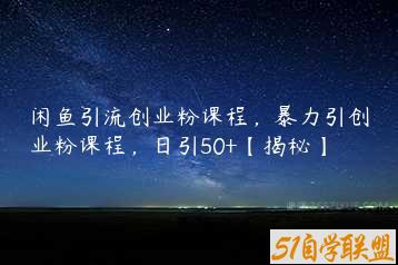 闲鱼引流创业粉课程，暴力引创业粉课程，日引50+【揭秘】-51自学联盟