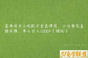 蓝海项目小吃配方全套课程，小白看完直接实操，单人日入1000+【揭秘】-51自学联盟