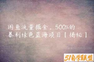 闲鱼流量掘金，500%的暴利绿色蓝海项目【揭秘】-51自学联盟