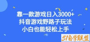 靠一款游戏日入3000+，抖音游戏野路子玩法，小白也能轻松上手【揭秘】-51自学联盟