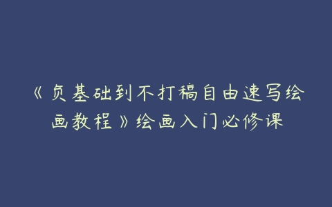 《负基础到不打稿自由速写绘画教程》绘画入门必修课百度网盘下载