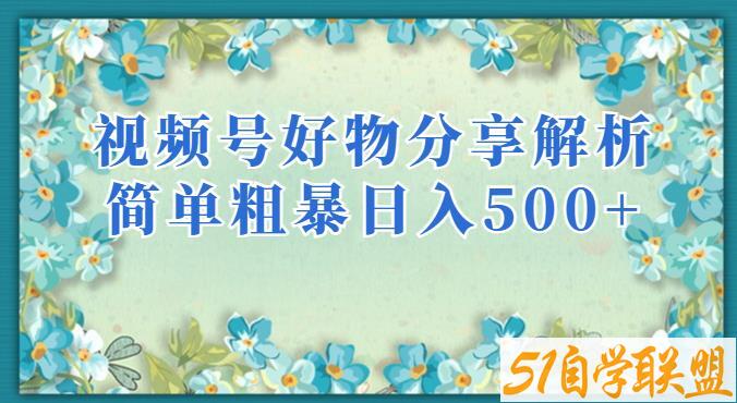 视频号好物分享解析，简单粗暴可以批量方大的项目【揭秘】-51自学联盟