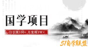 最新国学项目，日引流100+，月入3W+，新手抓住风口轻松搞钱【揭秘】-51自学联盟