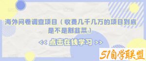 海外问卷调查项目（收费几千几万的项目到底是不是割韭菜）【揭秘】-51自学联盟