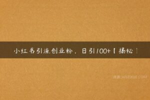 小红书引流创业粉，日引100+【揭秘】-51自学联盟