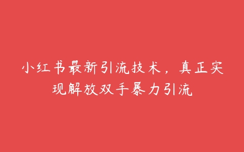 小红书最新引流技术，真正实现解放双手暴力引流百度网盘下载