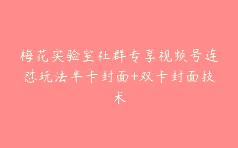 梅花实验室社群专享视频号连怼玩法半卡封面+双卡封面技术百度网盘下载