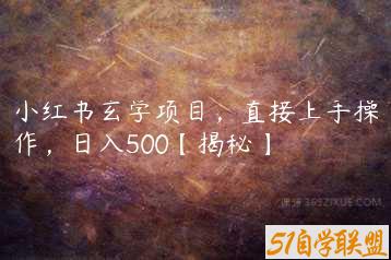 小红书玄学项目，直接上手操作，日入500【揭秘】-51自学联盟