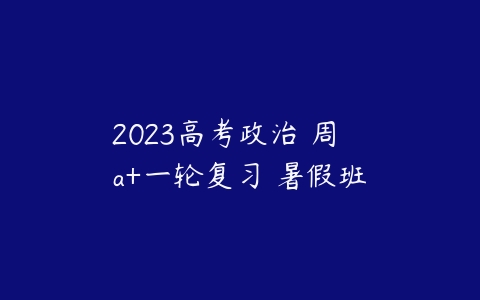 2023高考政治 周嶠矞 a+一轮复习 暑假班-51自学联盟