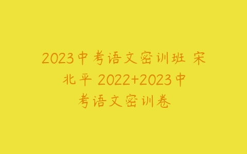 2023中考语文密训班 宋北平 2022+2023中考语文密训卷-51自学联盟